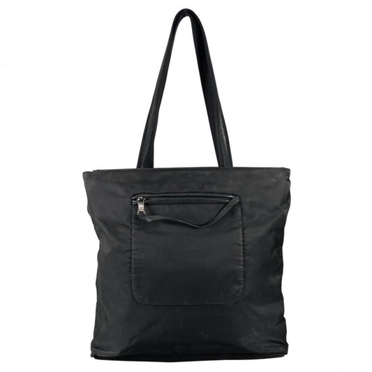PRADA プラダ トートバッグ ナイロントートバッグ トライアングルロゴ ナイロン ブラック 黒 シルバー金具 レディース【中古品】