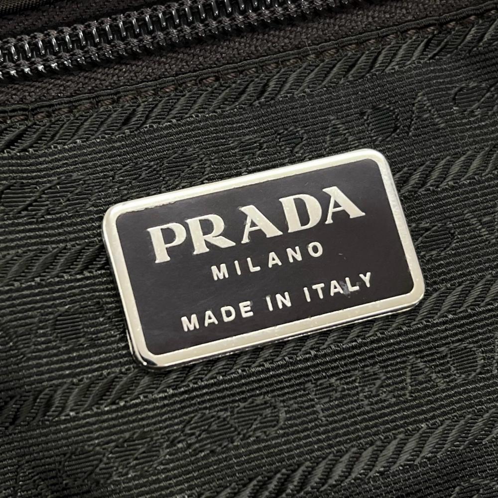 PRADA プラダ トートバッグ 三角ロゴプレート B10311 ナイロン ブラウン 茶 カーキー シルバー金具 ユニセックス【中古品】