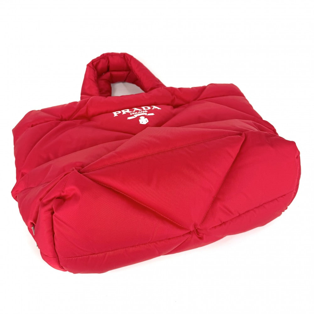 PRADA プラダ ハンドバッグ パデッドRe Nylon トートバッグ 2VG082 ナイロン レッド 赤 シルバー金具 レディース【中古品】