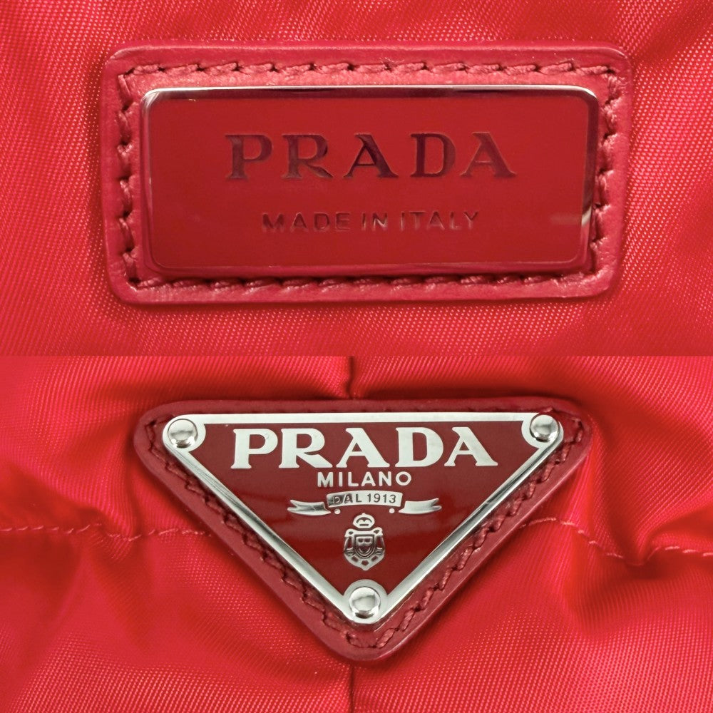 PRADA プラダ ハンドバッグ パデッドRe Nylon トートバッグ 2VG082 ナイロン レッド 赤 シルバー金具 レディース【中古品】