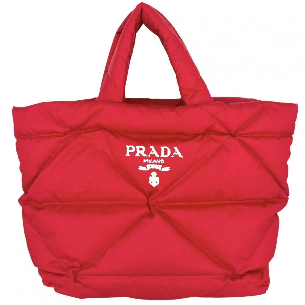 PRADA プラダ ハンドバッグ パデッドRe Nylon トートバッグ 2VG082 ナイロン レッド 赤 シルバー金具 レディース【中古品】