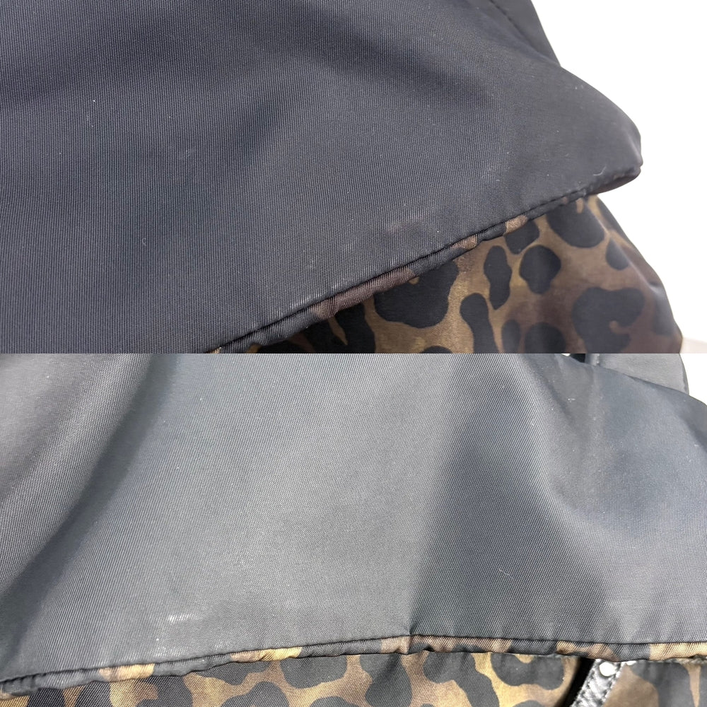 PRADA プラダ 2WAY レオパード ヒョウ柄 ハンド ショルダー トートバッグ B4521V ナイロン ブラック 黒 カーキ シルバー金具 レディース【中古品】