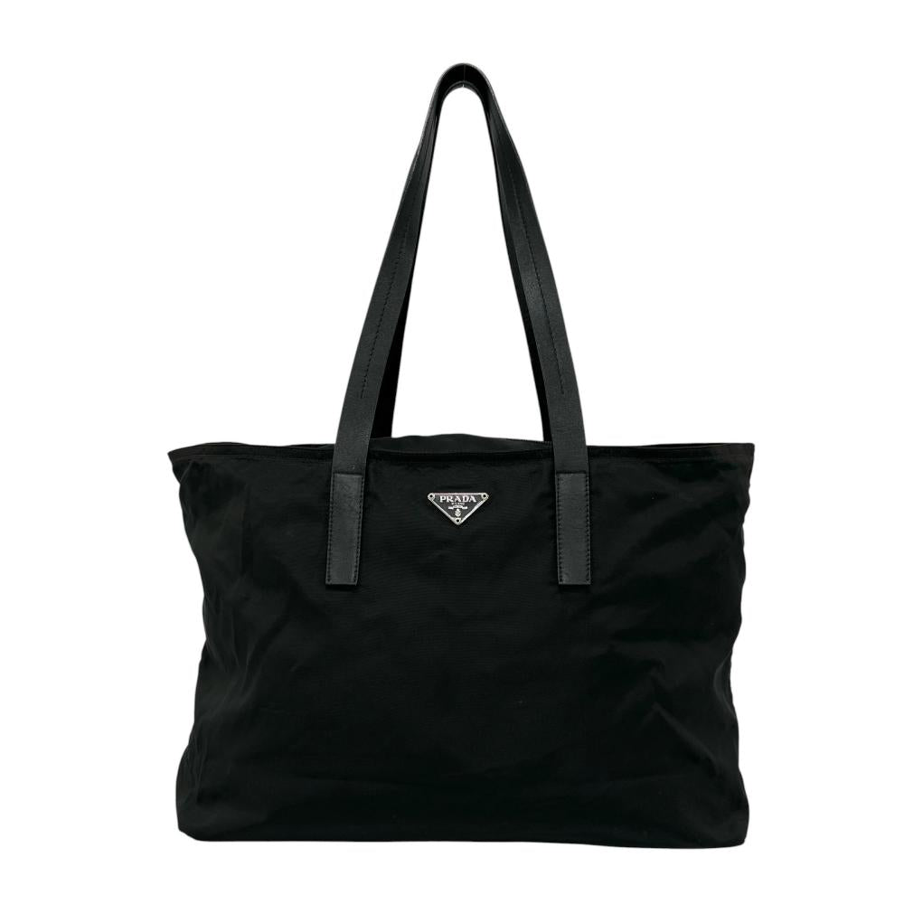 PRADA プラダ トートバッグ テスート トライアングルロゴ ナイロン ブラック 黒 シルバー金具 レディース【中古品】