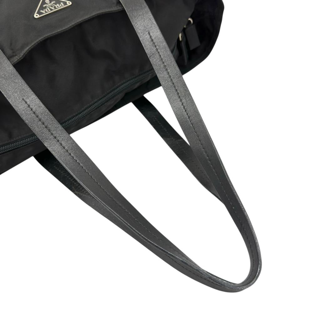 PRADA プラダ トートバッグ テスート トライアングルロゴ ナイロン ブラック 黒 シルバー金具 レディース【中古品】