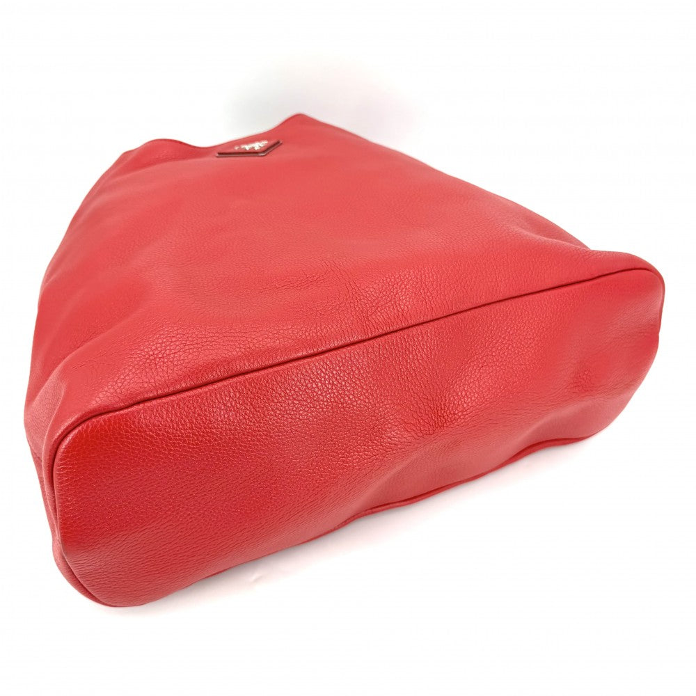PRADA プラダ ハンドバッグ トライアングルロゴ チェーン 1BC026 レザー レッド 赤 シルバー金具 レディース【中古品】