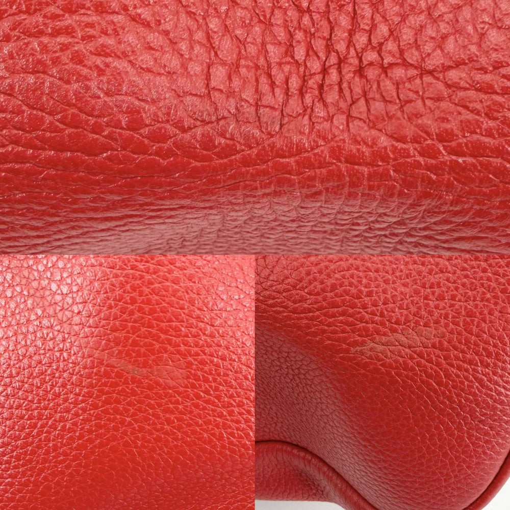 PRADA プラダ ハンドバッグ トライアングルロゴ チェーン 1BC026 レザー レッド 赤 シルバー金具 レディース【中古品】