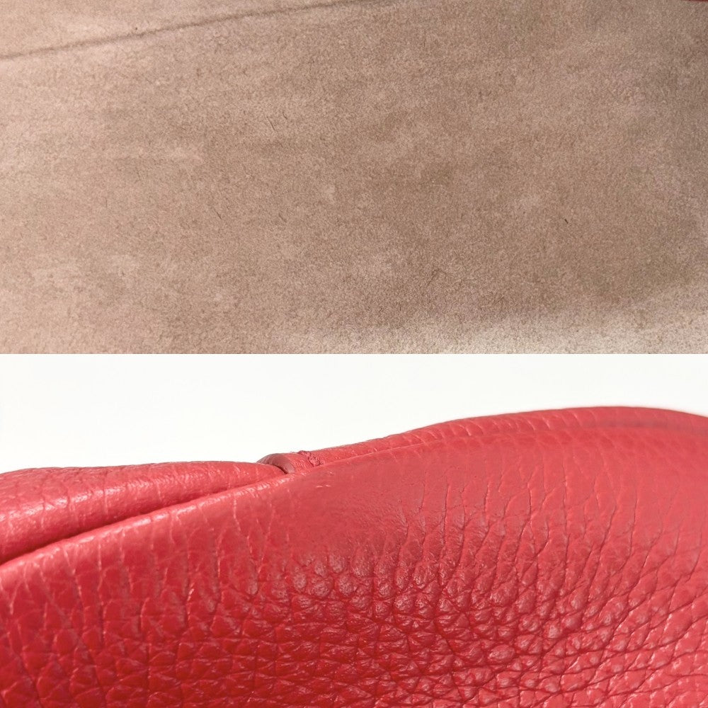 PRADA プラダ ハンドバッグ トライアングルロゴ チェーン 1BC026 レザー レッド 赤 シルバー金具 レディース【中古品】