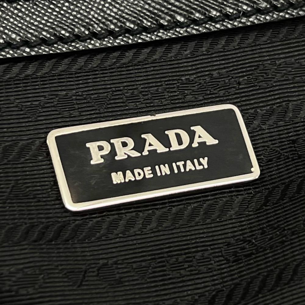PRADA プラダ ハンドバッグ テスート ビジネスバッグ ナイロン サフィアーノ ブラック 黒 シルバー金具 メンズ【中古品】