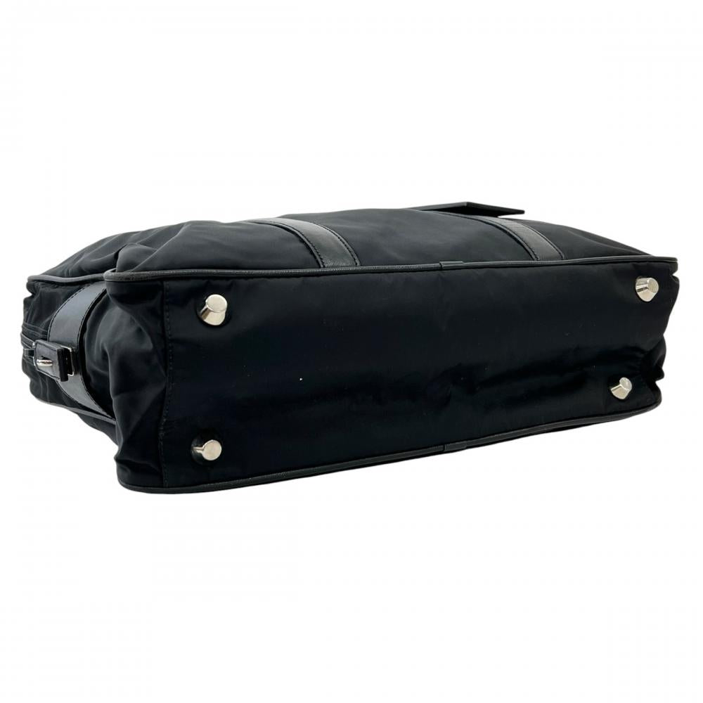 PRADA プラダ ハンドバッグ テスート ビジネスバッグ ナイロン サフィアーノ ブラック 黒 シルバー金具 メンズ【中古品】