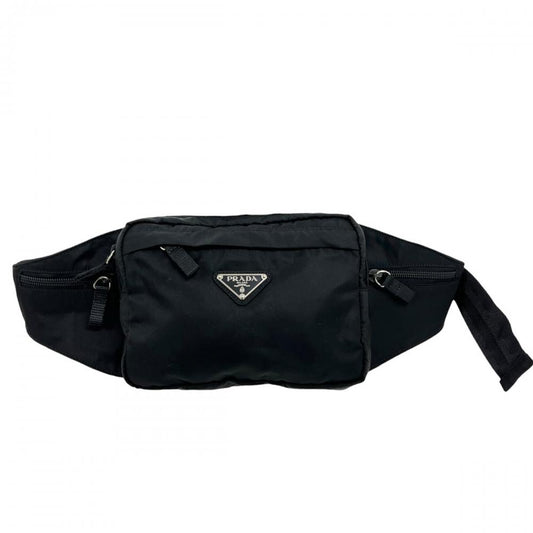 PRADA プラダ ボディバッグ テスート トライアングルロゴ 2VL005 ナイロン ブラック 黒 シルバー金具 メンズ【中古品】