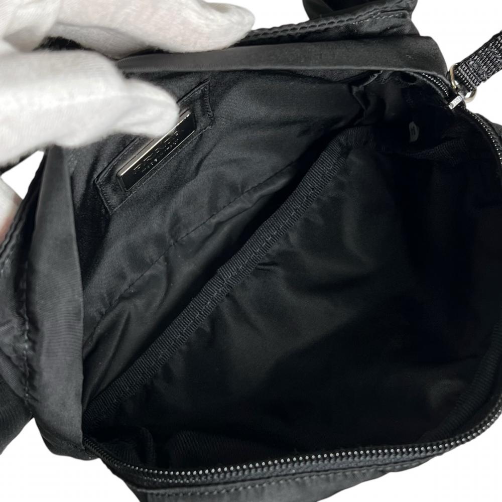PRADA プラダ ボディバッグ テスート トライアングルロゴ 2VL005 ナイロン ブラック 黒 シルバー金具 メンズ【中古品】