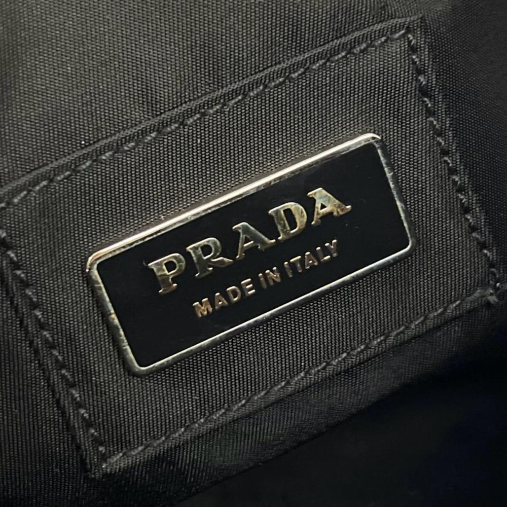 PRADA プラダ ボディバッグ テスート トライアングルロゴ 2VL005 ナイロン ブラック 黒 シルバー金具 メンズ【中古品】