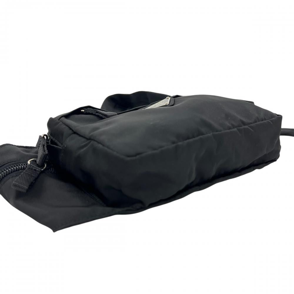 PRADA プラダ ボディバッグ テスート トライアングルロゴ 2VL005 ナイロン ブラック 黒 シルバー金具 メンズ【中古品】