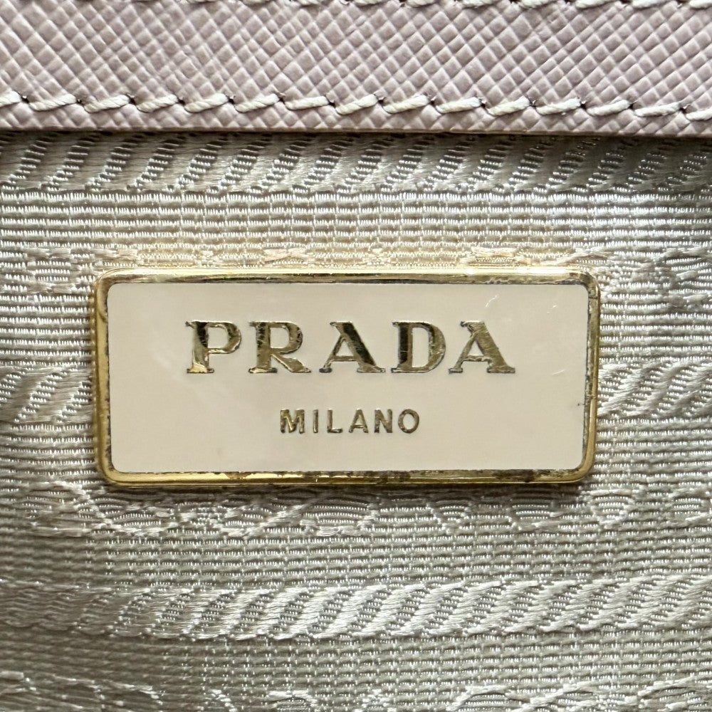 PRADA プラダ 2WAY ガレリア ミディアム ハンドバッグ ショルダーバッグ トライアングルロゴ BN1874 レザー ピンクベージュ ゴールド金具 レディース【中古品】