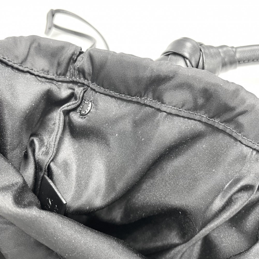 PRADA プラダ ハンドバッグ メッシュ 巾着 トライアングルロゴ 1BC112 レザー ナイロン ブラック 黒 シルバー金具 レディース【中古品】