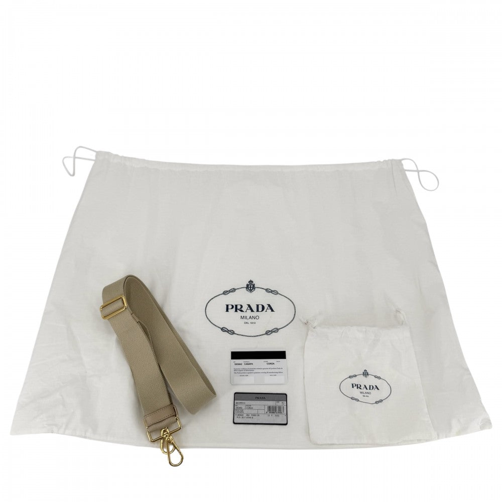 【開店SALE】 PRADA プラダ ハンドバッグ カナパ トートバッグ トライアングルロゴ 2WAY ショルダーバッグ 1BG642 コットン ベージュ ゴールド金具 レディース【中古品】