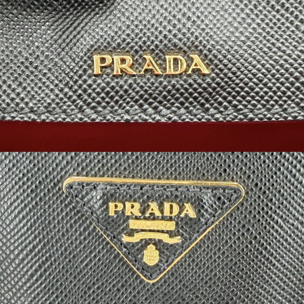 PRADA プラダ 2WAY ドゥーブレ ミディアム ハンドバッグ ショルダーバッグ トライアングルロゴ 1BG775 レザー ブラック 黒 ゴールド金具 レディース【中古品】