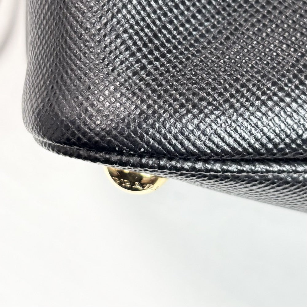 PRADA プラダ 2WAY ドゥーブレ ミディアム ハンドバッグ ショルダーバッグ トライアングルロゴ 1BG775 レザー ブラック 黒 ゴールド金具 レディース【中古品】