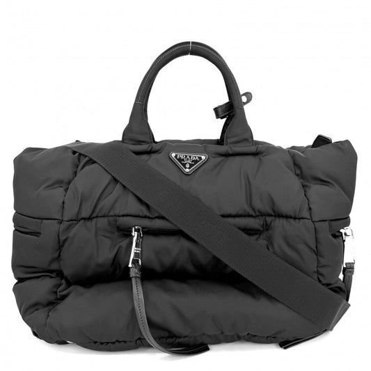 PRADA プラダ 2WAY ボンバー トライアングルロゴ ハンドバッグ ショルダーバッグ トートバッグ BN2632 ナイロン ブラック 黒 シルバー金具 レディース【中古品】