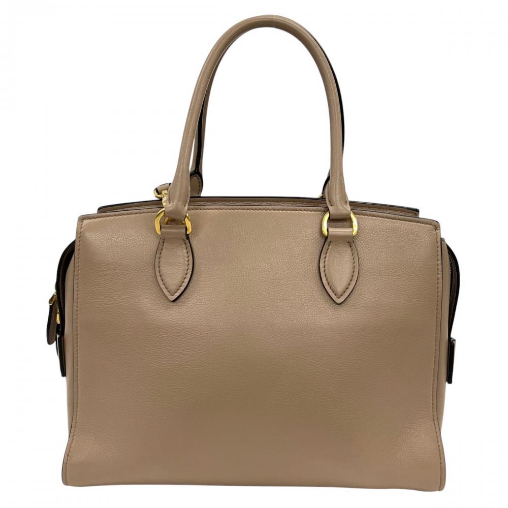 PRADA プラダ 2WAY Wファスナー 1BA164 ベージュ ゴールド金具 レディース【中古品】