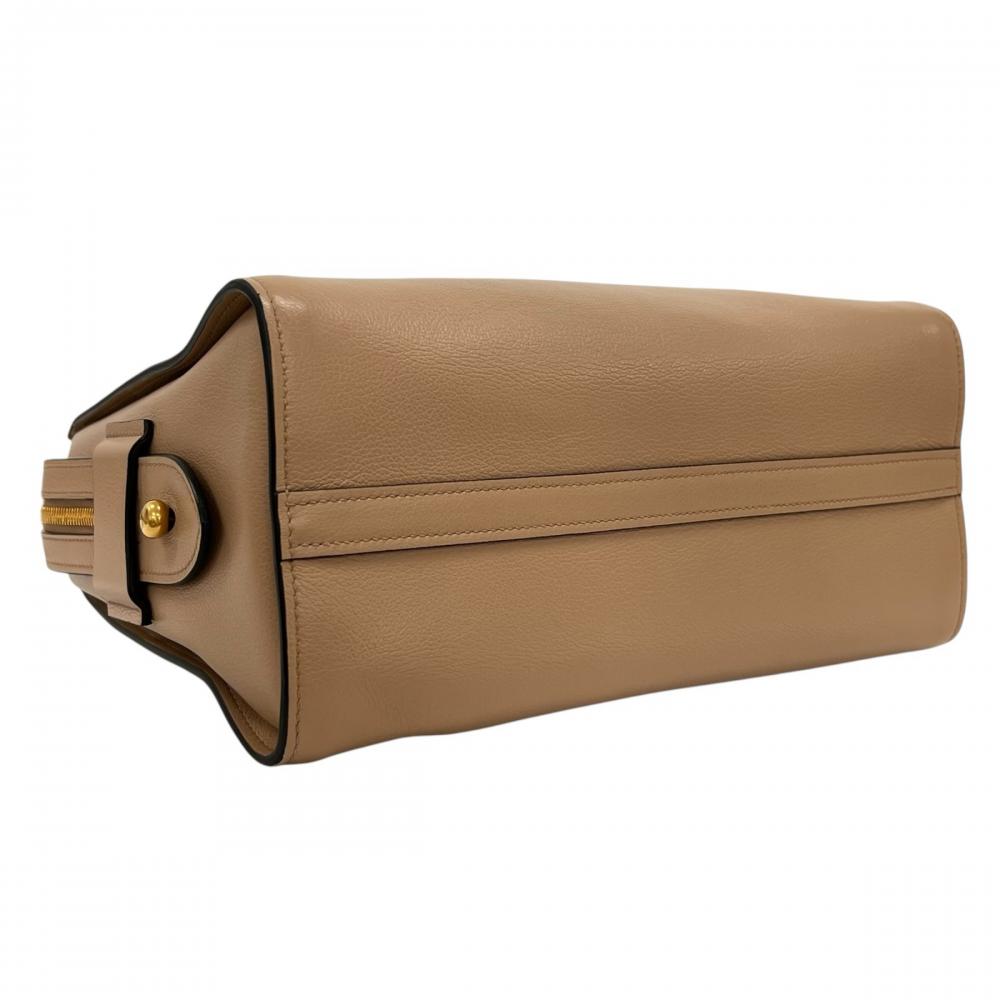 PRADA プラダ 2WAY Wファスナー 1BA164 ベージュ ゴールド金具 レディース【中古品】
