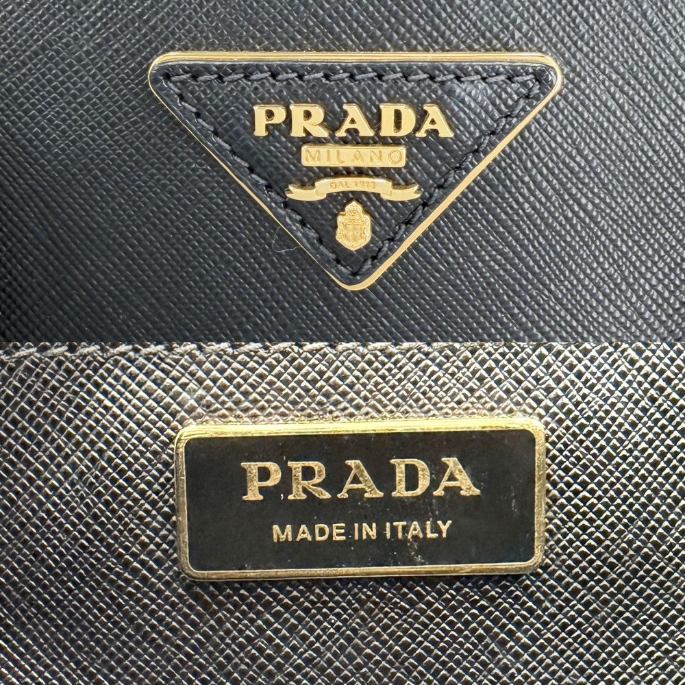 PRADA プラダ 2WAY ガレリア ラージ ハンドバッグ ショルダーバッグ 1BA274 レザー ブラック 黒 ゴールド金具 レディース【中古品】