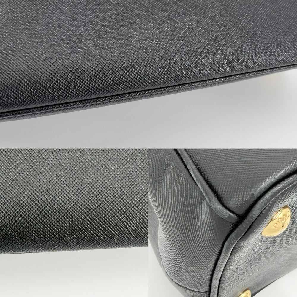 PRADA プラダ 2WAY ガレリア ラージ ハンドバッグ ショルダーバッグ 1BA274 レザー ブラック 黒 ゴールド金具 レディース【中古品】