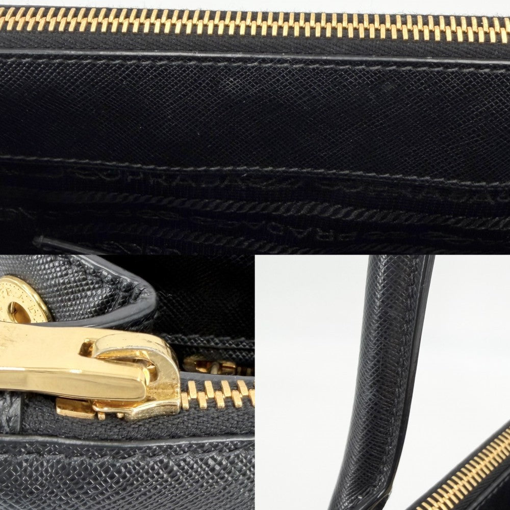 PRADA プラダ 2WAY ガレリア ラージ ハンドバッグ ショルダーバッグ 1BA274 レザー ブラック 黒 ゴールド金具 レディース【中古品】