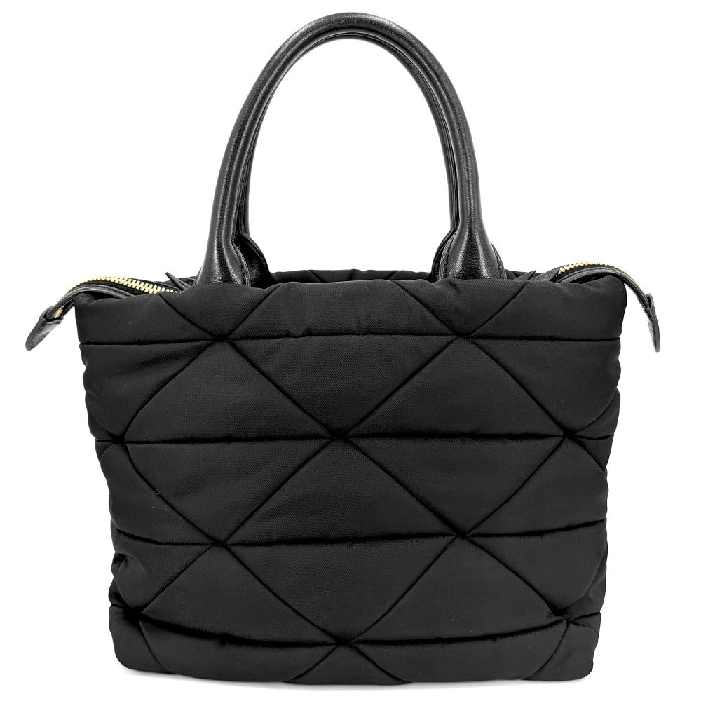 PRADA プラダ 2WAY スモール パデッド ハンドバッグ トートバッグ ショルダーバッグ 1BG373 ナイロン ブラック 黒 ゴールド金具 レディース【中古品】