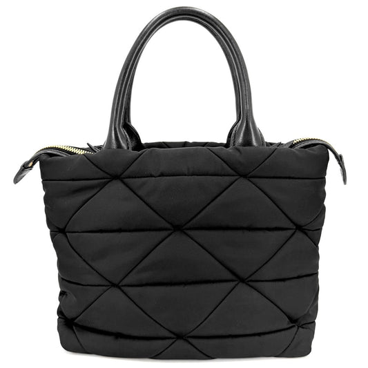 PRADA プラダ 2WAY スモール パデッド ハンドバッグ トートバッグ ショルダーバッグ 1BG373 ナイロン ブラック 黒 ゴールド金具 レディース【中古品】