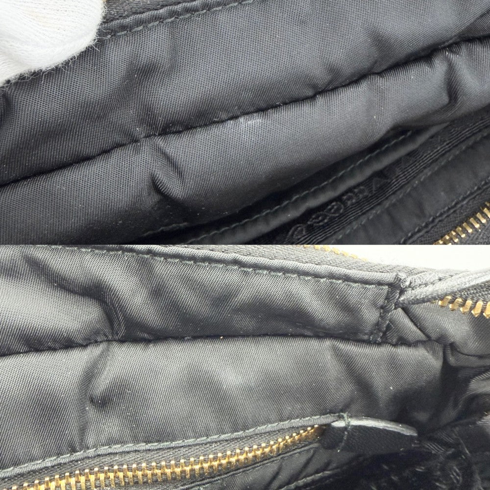 PRADA プラダ 2WAY スモール パデッド ハンドバッグ トートバッグ ショルダーバッグ 1BG373 ナイロン ブラック 黒 ゴールド金具 レディース【中古品】