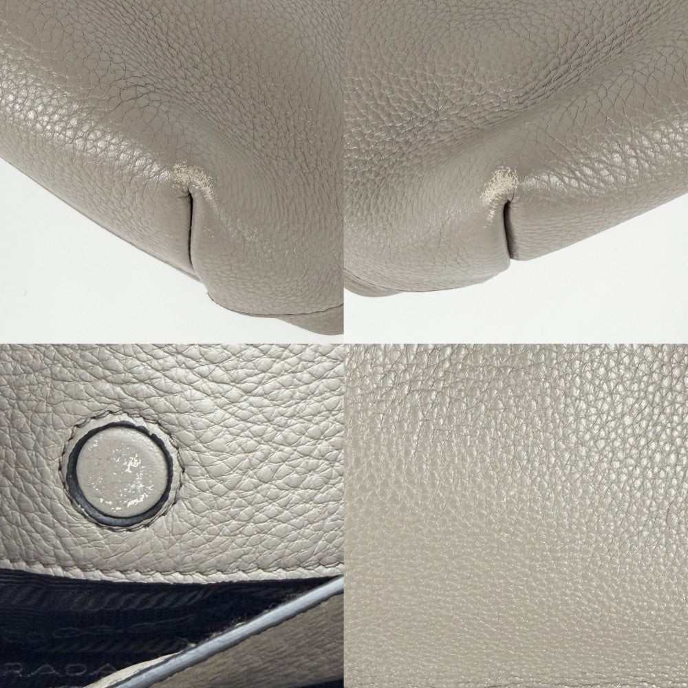 PRADA プラダ 2WAY ショルダーバッグ ハンドバッグ トライアングルロゴ 1BA111 レザー グレージュ ゴールド金具 レディース【中古品】