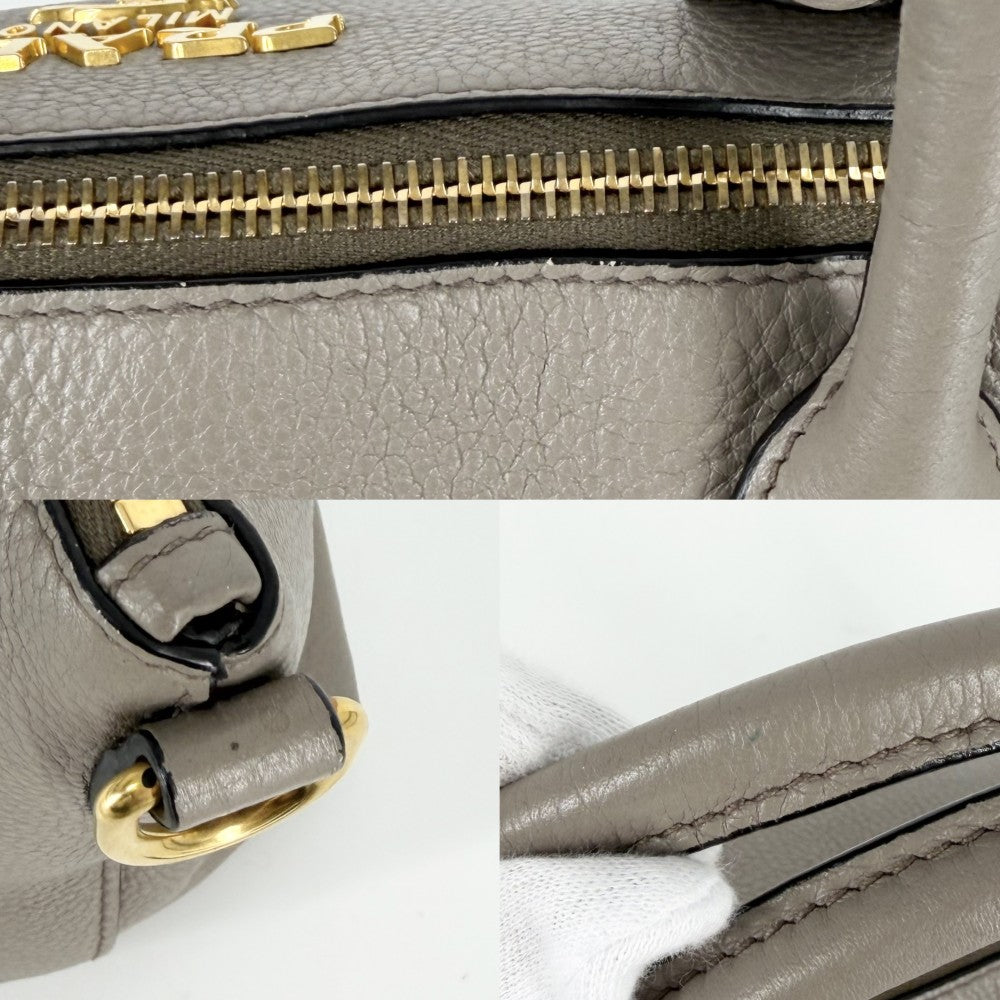 PRADA プラダ 2WAY ショルダーバッグ ハンドバッグ トライアングルロゴ 1BA111 レザー グレージュ ゴールド金具 レディース【中古品】
