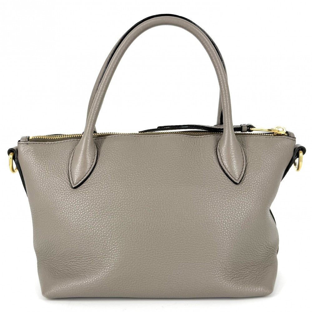 PRADA プラダ 2WAY ショルダーバッグ ハンドバッグ トライアングルロゴ 1BA111 レザー グレージュ ゴールド金具 レディース【中古品】