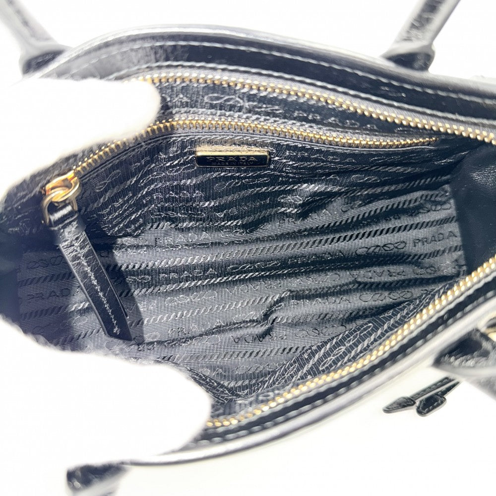 PRADA プラダ 2WAY ボニー ミニ ハンドバッグ ショルダーバッグ トライアングルロゴ 1BA486 レザー ブラック 黒 ゴールド金具 レディース【中古品】