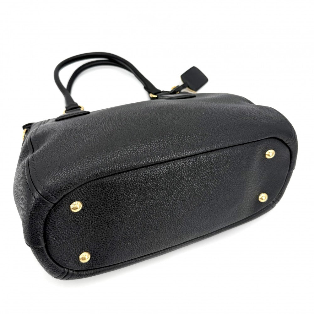PRADA プラダ 2WAY ハンドバッグ ショルダーバッグ トライアングルロゴ 1BC032 レザー ブラック 黒 ゴールド金具 レディース【中古品】