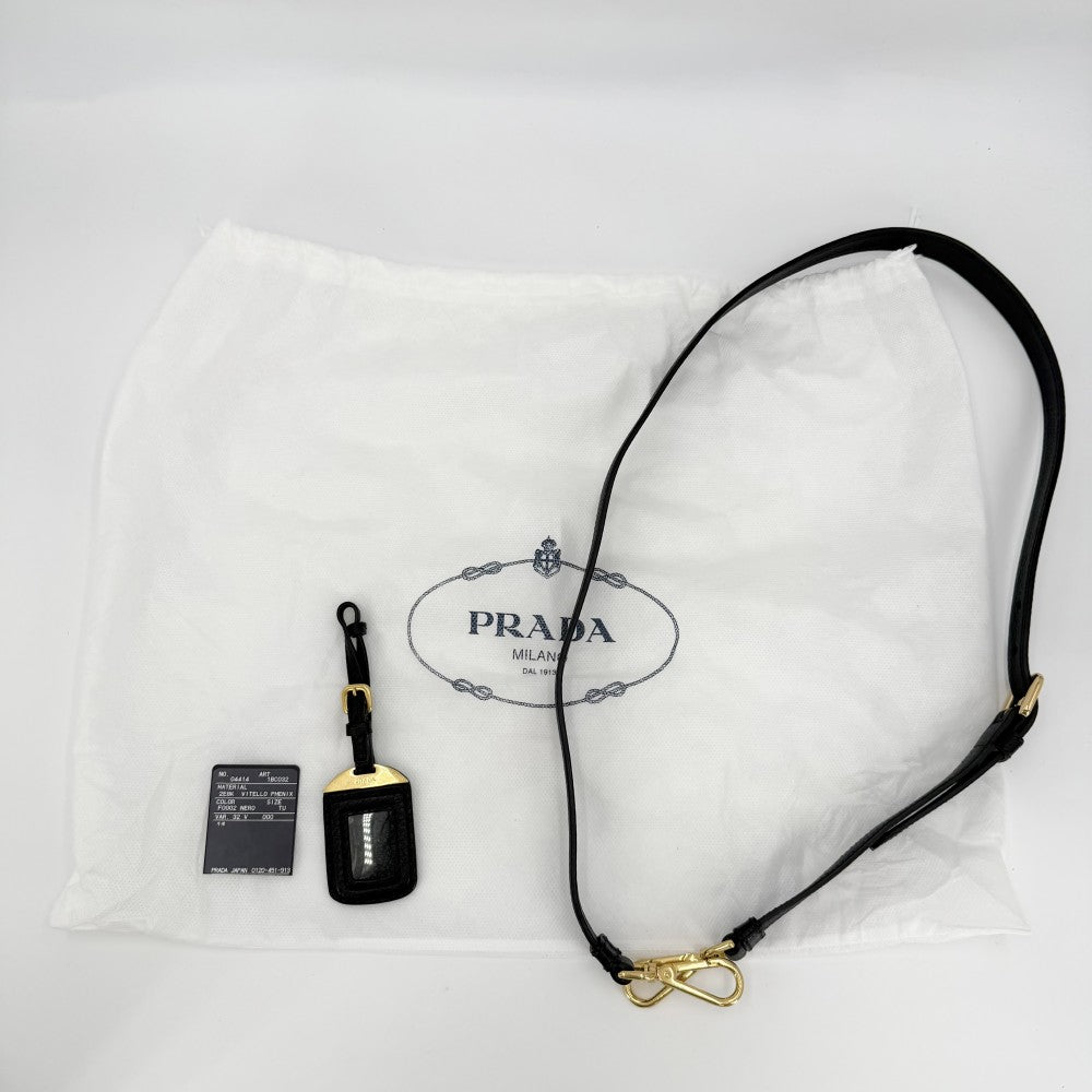 PRADA プラダ 2WAY ハンドバッグ ショルダーバッグ トライアングルロゴ 1BC032 レザー ブラック 黒 ゴールド金具 レディース【中古品】
