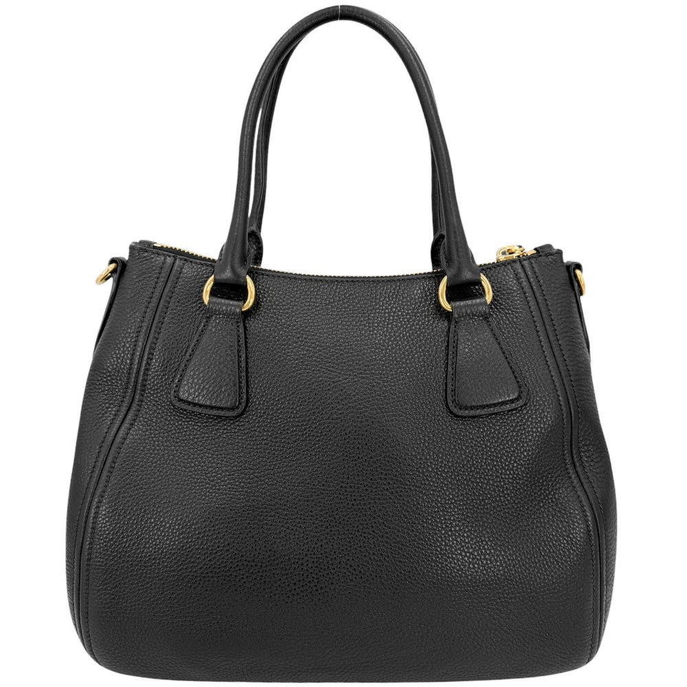 PRADA プラダ 2WAY ハンドバッグ ショルダーバッグ トライアングルロゴ 1BC032 レザー ブラック 黒 ゴールド金具 レディース【中古品】