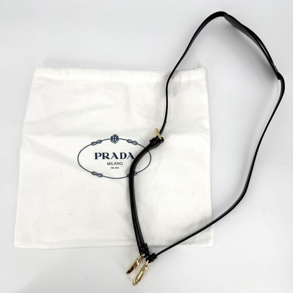 PRADA プラダ ショルダーバッグ ボニー トライアングルロゴ ポシェット 1BH229 レザー ブラック 黒 ゴールド金具 レディース【中古品】