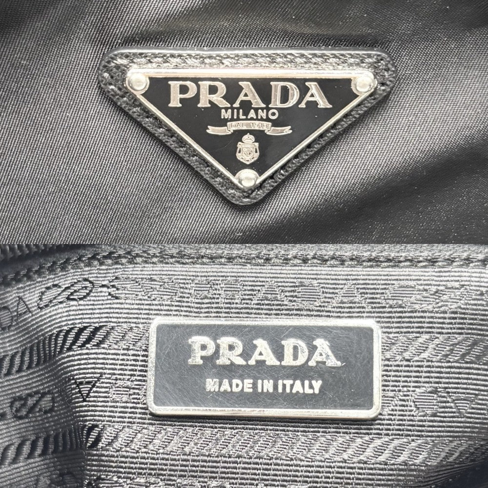 PRADA プラダ ボストンバッグ トライアングルロゴ トートバッグ トラベルバッグ メンズ レディース V49Z ナイロン レザー ブラック 黒 シルバー金具 ユニセックス【中古品】