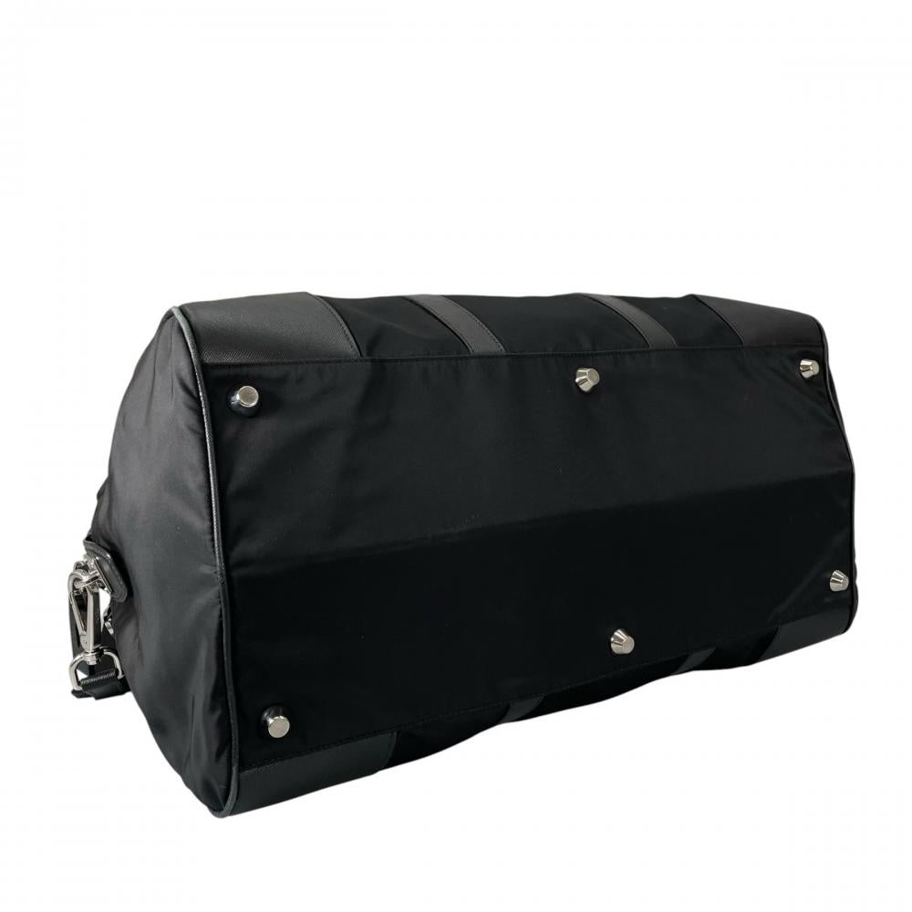 PRADA プラダ ボストンバッグ ダッフルバッグ 2WAY VS0350 ナイロン サフィアーノ ブラック 黒 シルバー金具 メンズ【中古品】