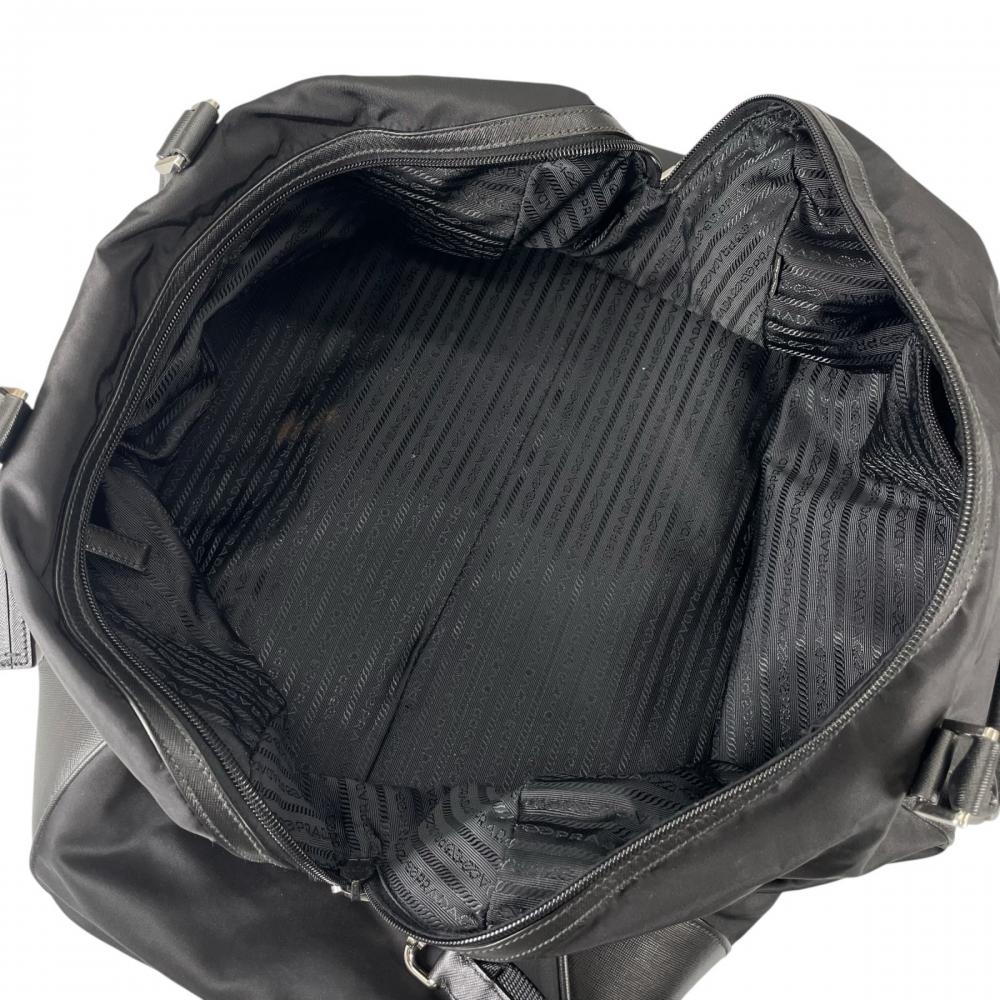 PRADA プラダ ボストンバッグ ダッフルバッグ 2WAY VS0350 ナイロン サフィアーノ ブラック 黒 シルバー金具 メンズ【中古品】