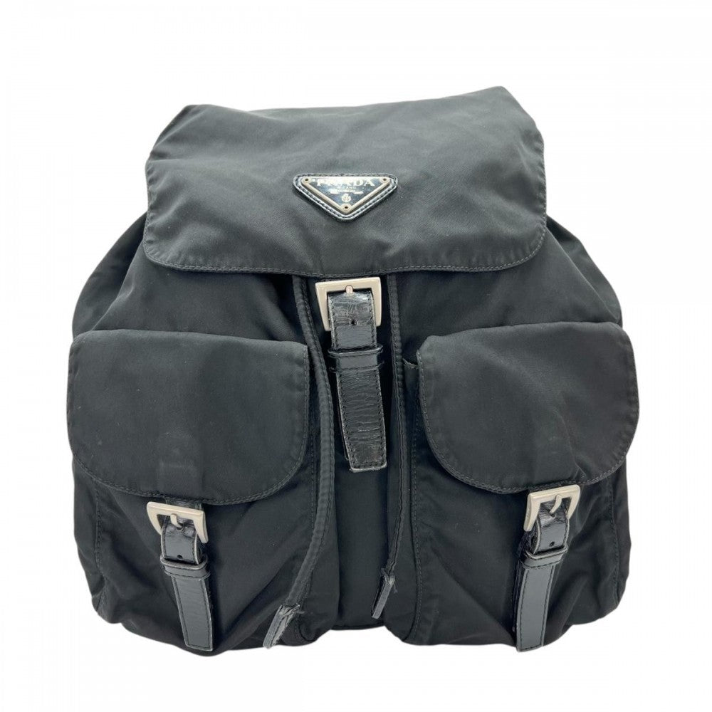 【開店SALE】 PRADA プラダ リュック バックパック トライアングルロゴ メンズ レディース ブラック 黒 シルバー金具 ユニセックス【中古品】