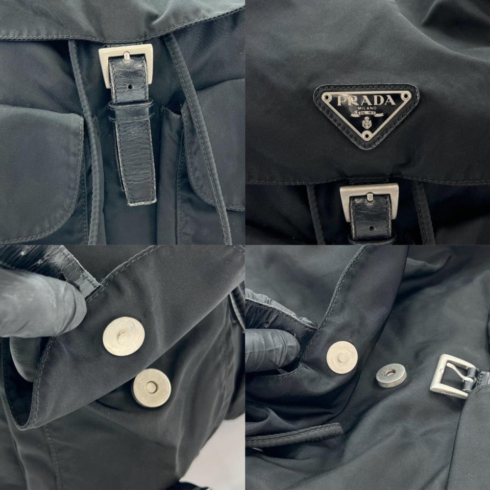 【開店SALE】 PRADA プラダ リュック バックパック トライアングルロゴ メンズ レディース ブラック 黒 シルバー金具 ユニセックス【中古品】