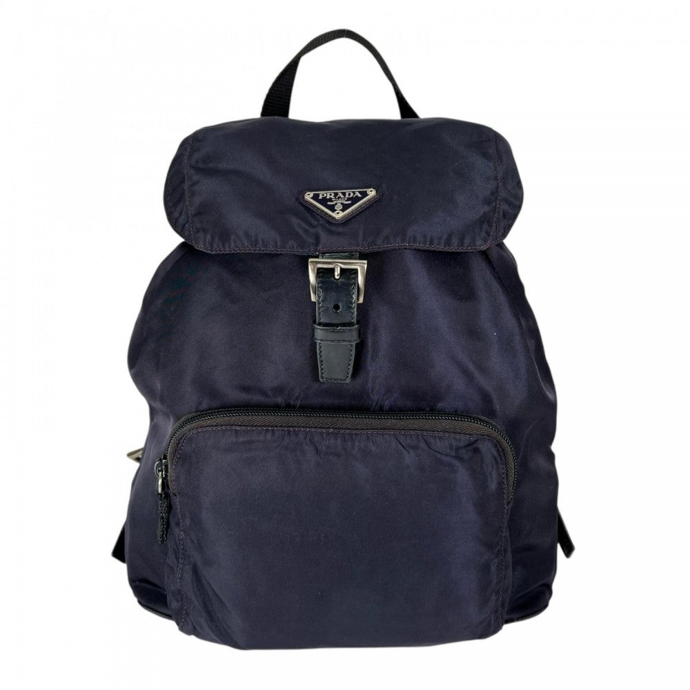 PRADA プラダ リュック B4650 ネイビー 紺 シルバー金具 レディース【中古品】