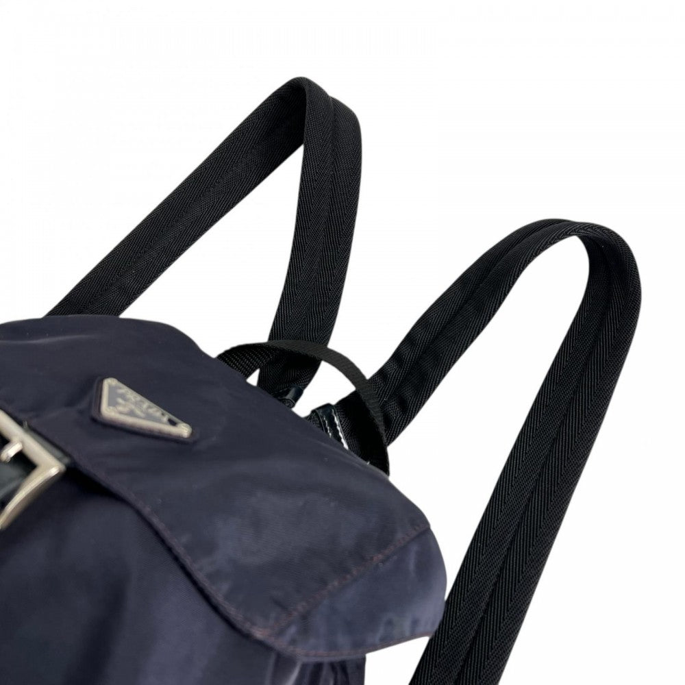 PRADA プラダ リュック B4650 ネイビー 紺 シルバー金具 レディース【中古品】