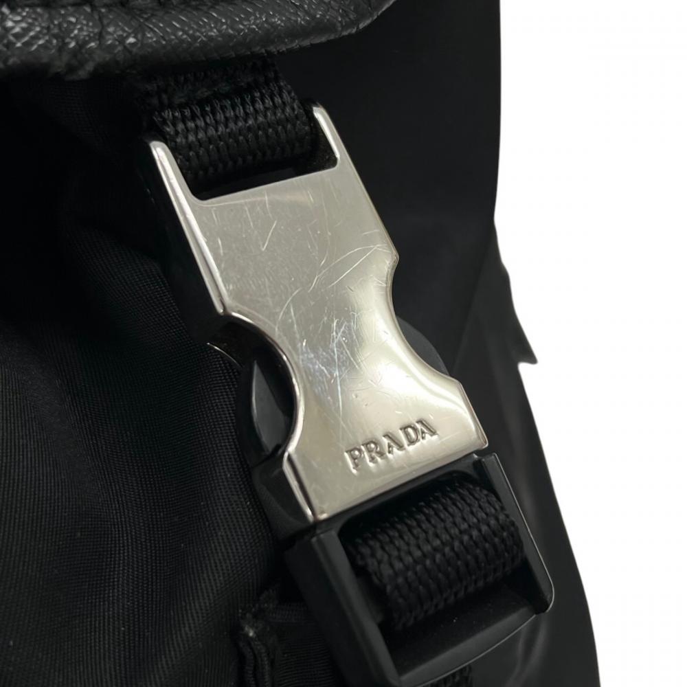 PRADA プラダ リュック トライアングルロゴ 1BZ039 ナイロン ブラック 黒 シルバー金具 レディース【中古品】