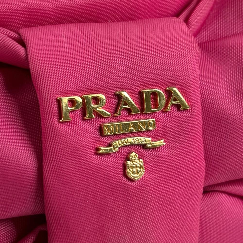 PRADA プラダ ショルダーバッグ テスート フィオッコ リボン 1N1727 ナイロン ピンク ゴールド金具 レディース【中古品】