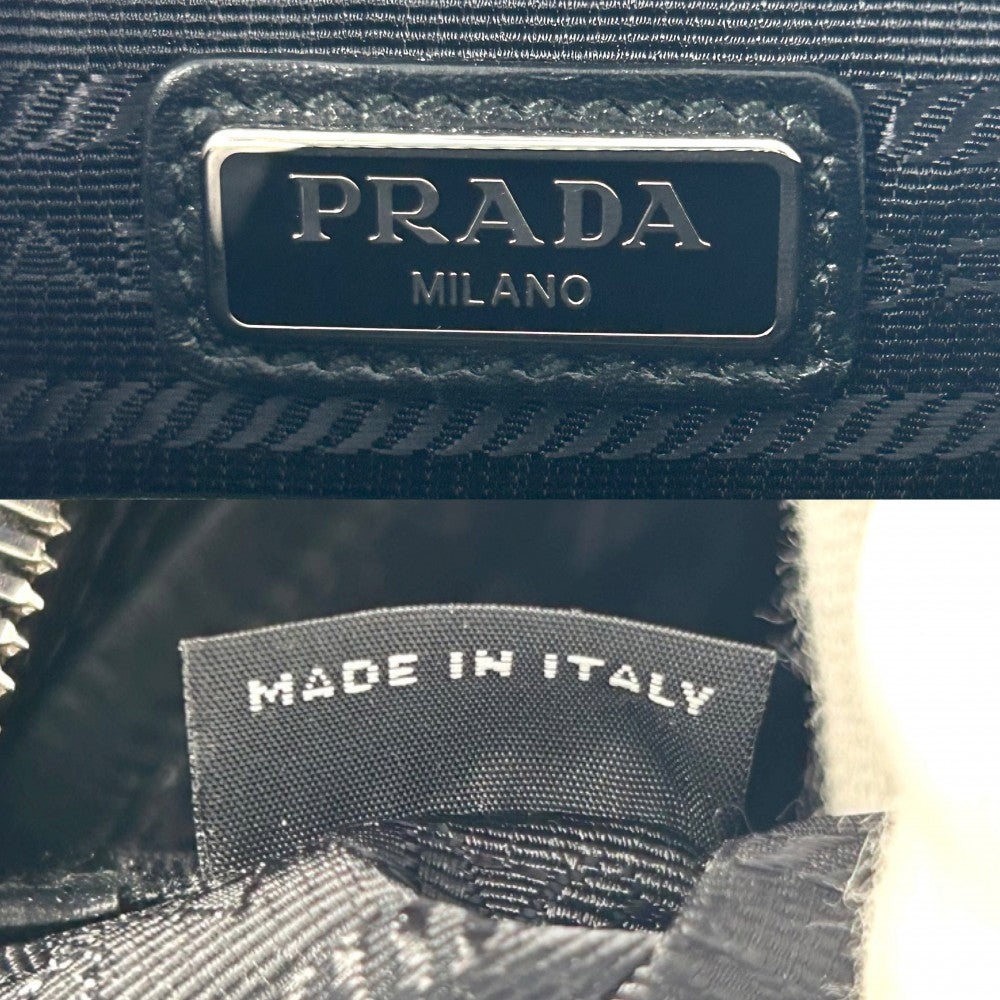 【開店SALE】 PRADA プラダ ショルダーバッグ トライアングルロゴ ポーチ付き かばん 鞄 2VH129 レザー ブラック 黒 シルバー金具 レディース【中古品】