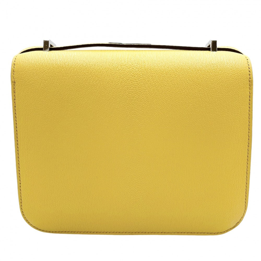 【開店SALE】 HERMES エルメス ショルダーバッグ コンスタンス3 ミニ ポシェット 革 かばん 鞄 B刻印 シェーブル イエロー シルバー金具 レディース 2023年【中古品】